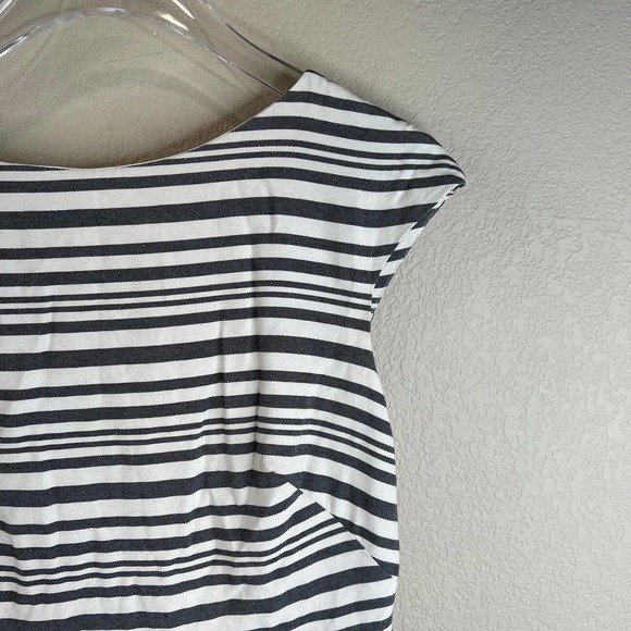 Slate and Willow Womens Dress 0 Striped‎ Open Bow Back Cap Sleeve Black White - Picture 5 of 15